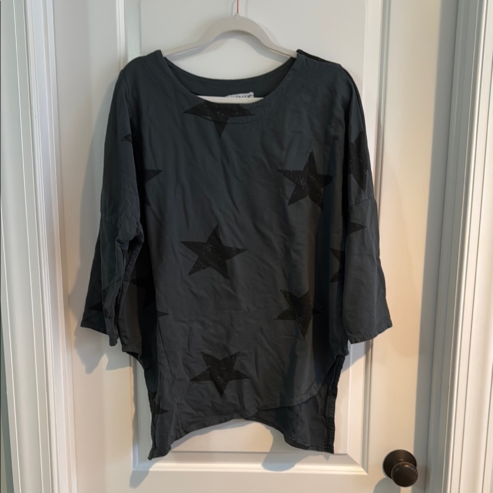 Black Tunic with Bell Sleeves and 3/4 Length Relaxed Fit